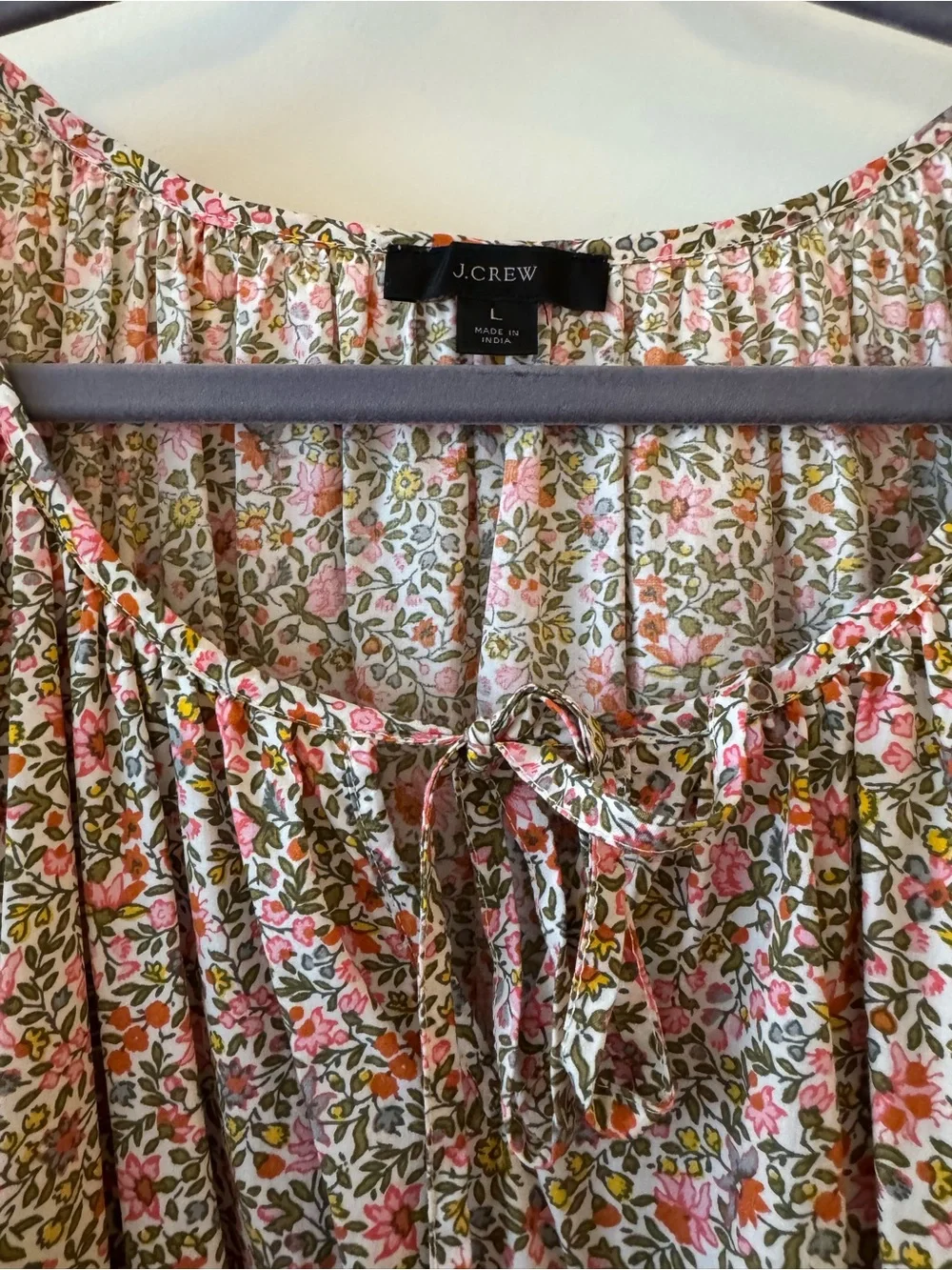 J. Crew Cinched-waist Puff-sleeve Dress In Scattered Blooms Size Large